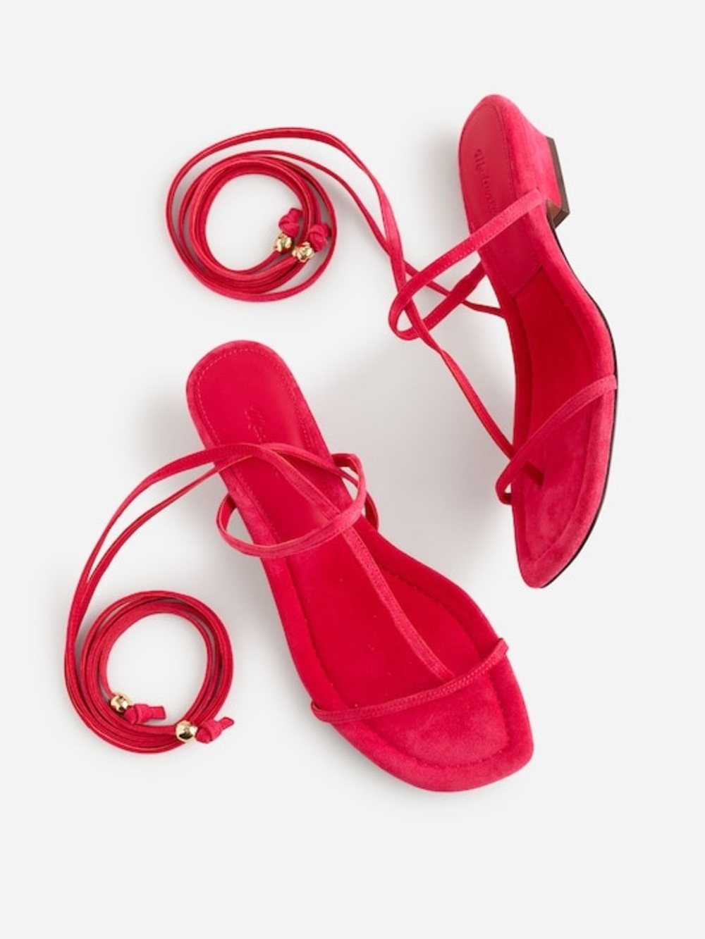 Madewell Maycie Lace Up T-Strap Suede Watermelon Sandals Sz 7 NEW
